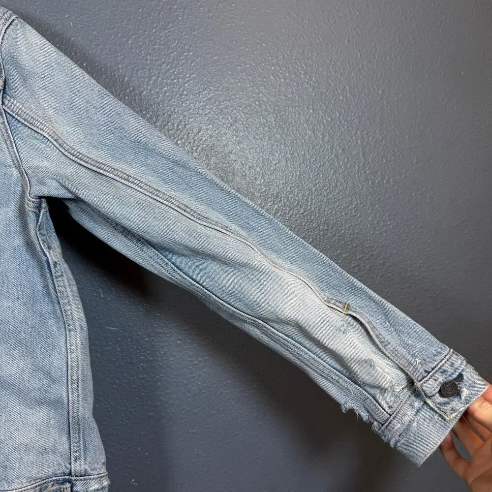 Levi’s S men’s blue denim distressed light jacket bomber